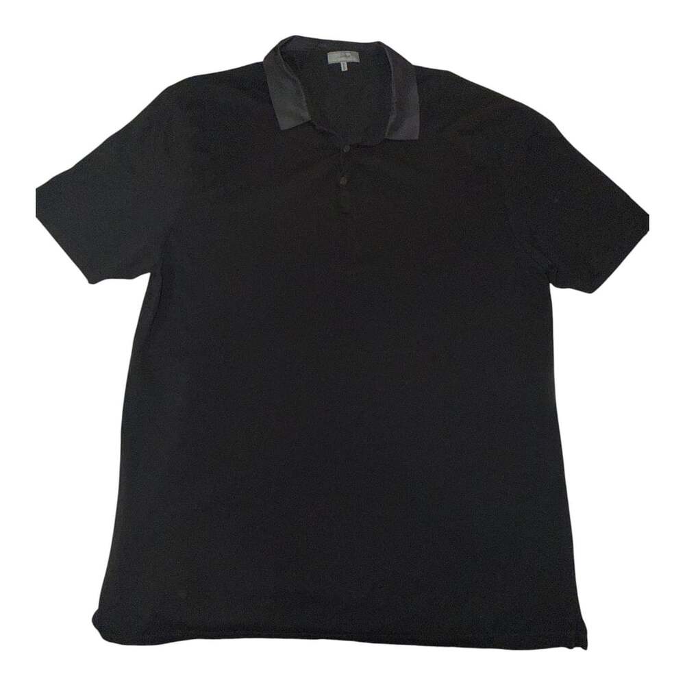Lanvin Satin Collar Cotton Piqué Polo Shirt Black XXXL Made in Italy